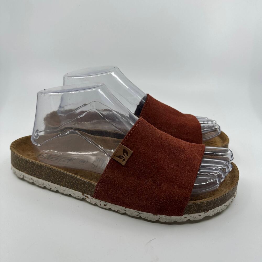 BioStep Sandals WMNS 8 Orange Leather Cork Footbed Comfort Earthy Minimalist